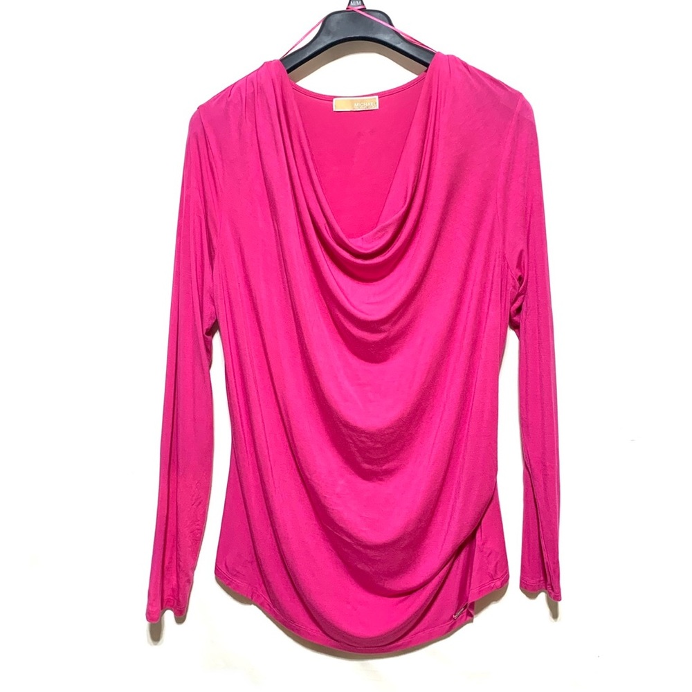 Michael Michael Kors Fuchsia Pink Drape Longsleeves Top Size XL